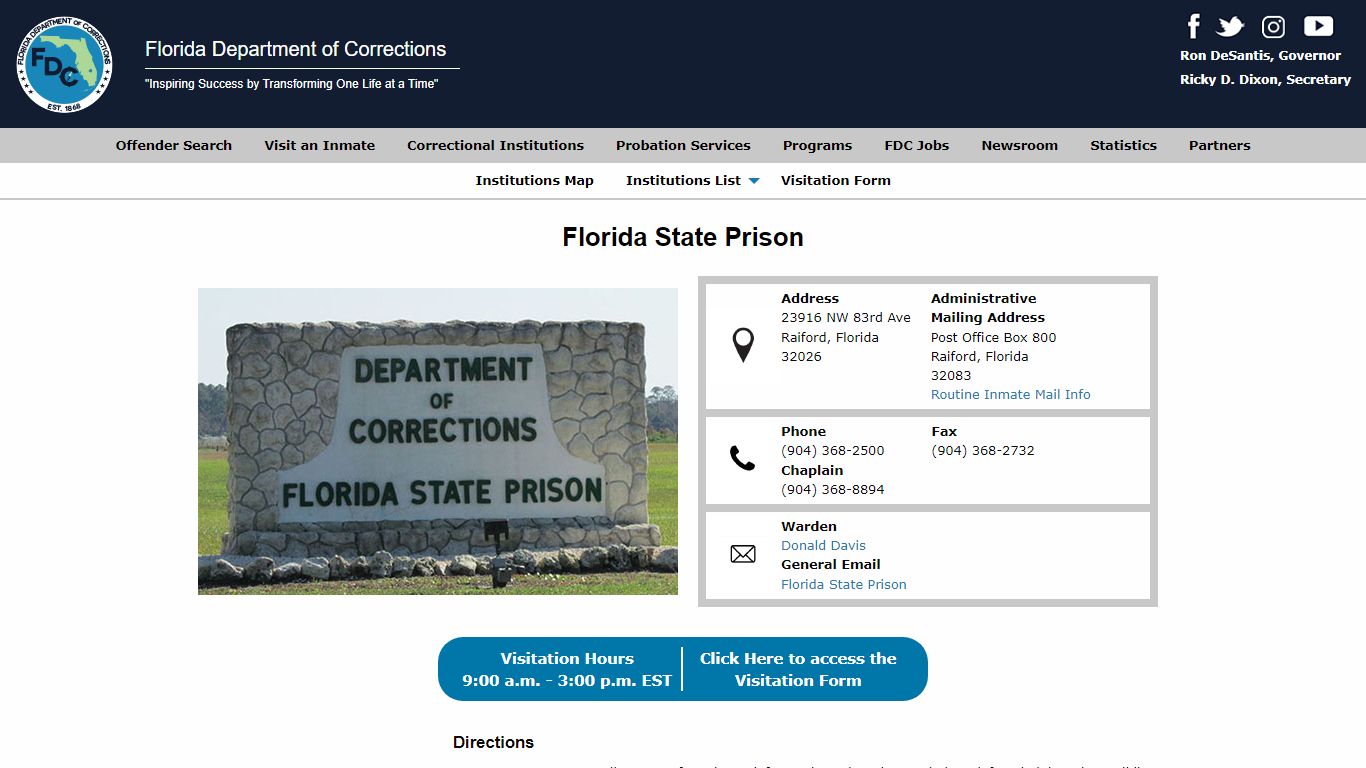 Florida State Prison -- Florida Department of Corrections
