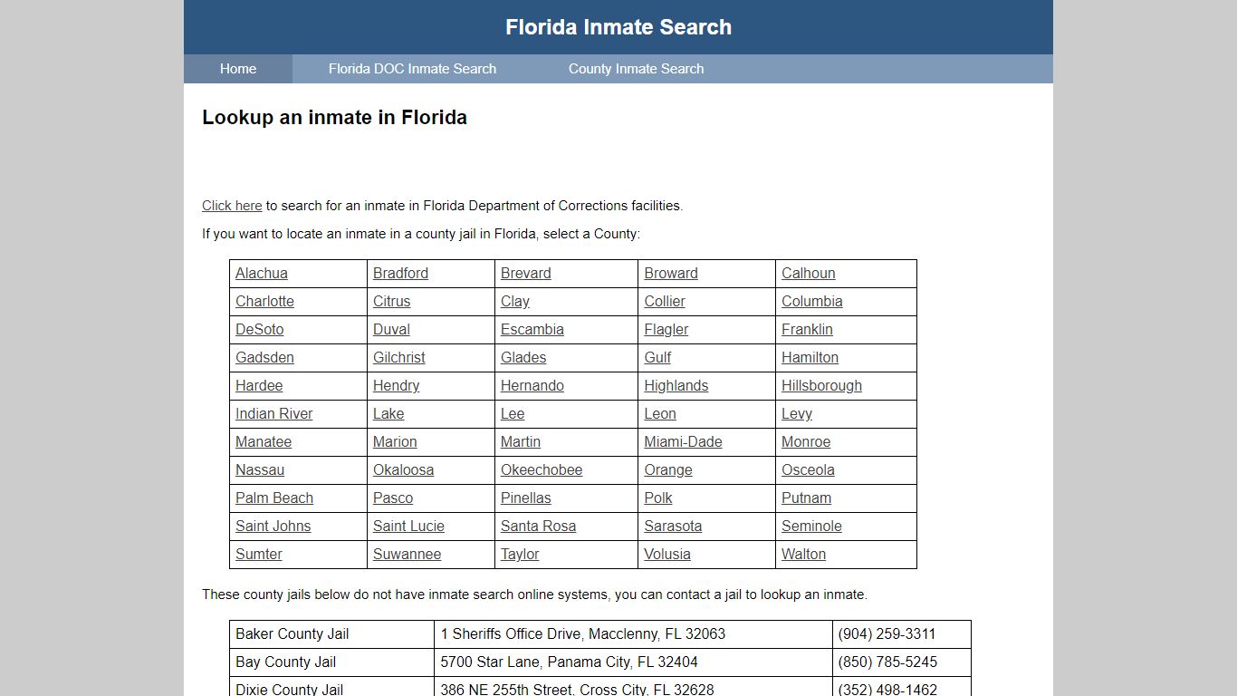 Florida Inmate Search